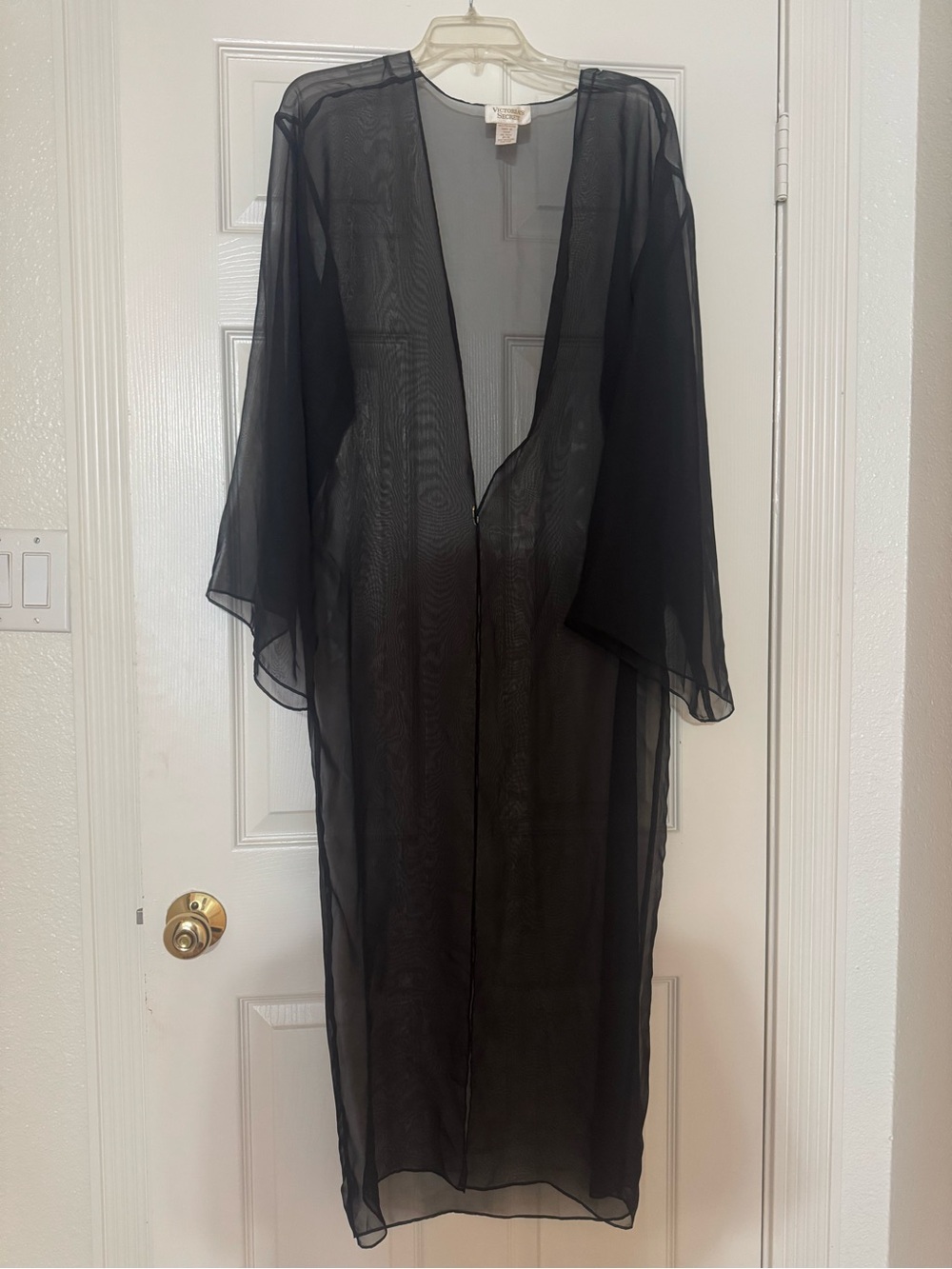 Victoria’s Secret gold label sheer black night robe with wide sleeves